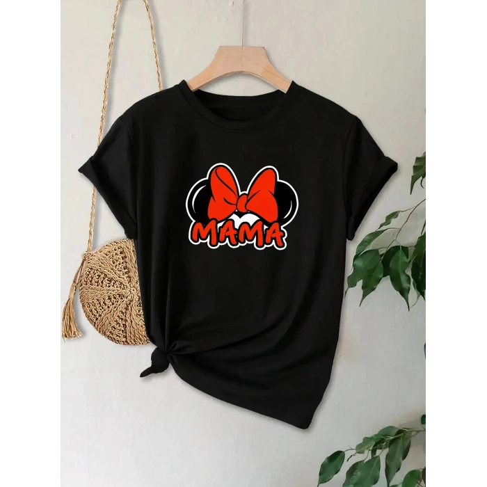 ANNELER GÜNÜ BASKILI T-SHİRT - SİYAH