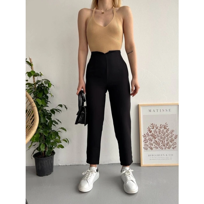 Atlas fletolu pantolon siyah