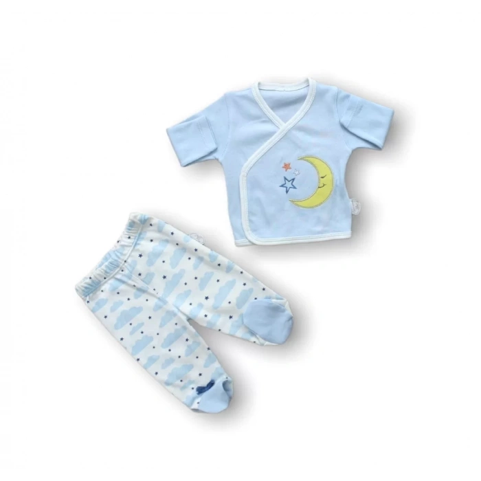 Ay Dedem Nakışlı  5Li Zıbın Takımı Hastane Çıkışı Mavi