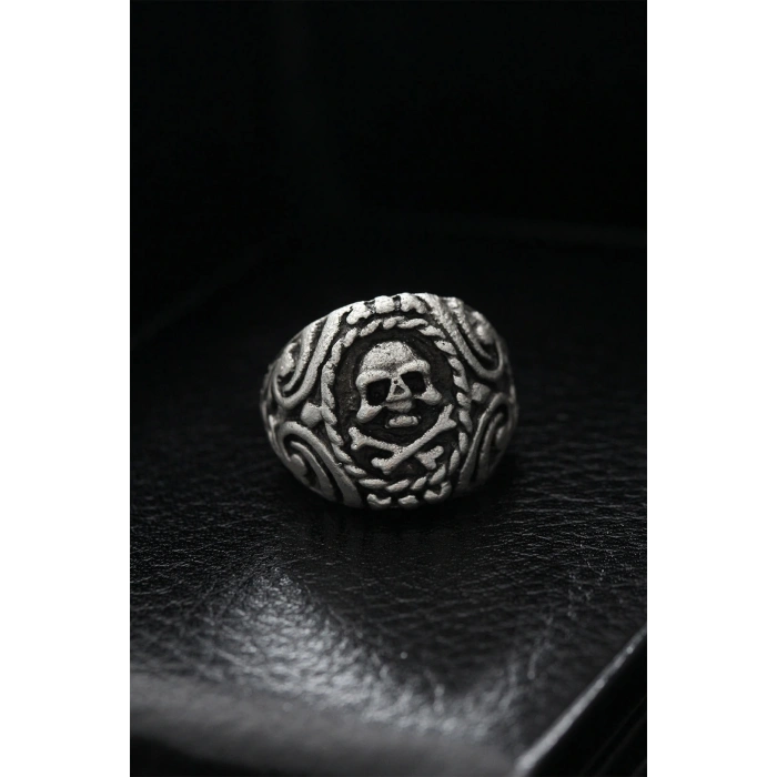 Ayarlanabilir Desenli Kurukafa Model Erkek Yüzük