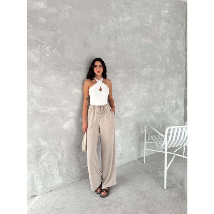 Ayrobin Oversize Kadın Pantalon - Bej