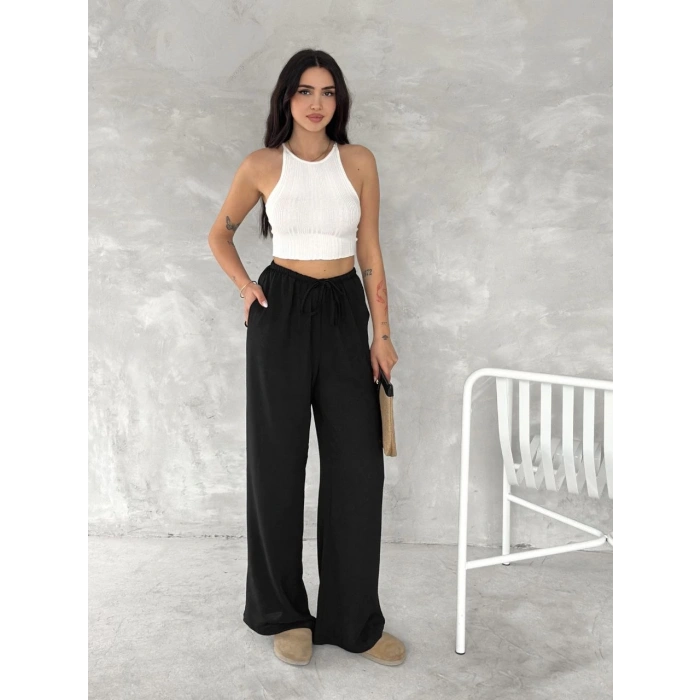 Ayrobin Oversize Kadın Pantalon - Siyah