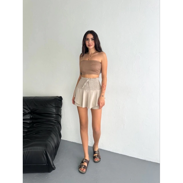 Ayrobin Şortlu Etek - Bej