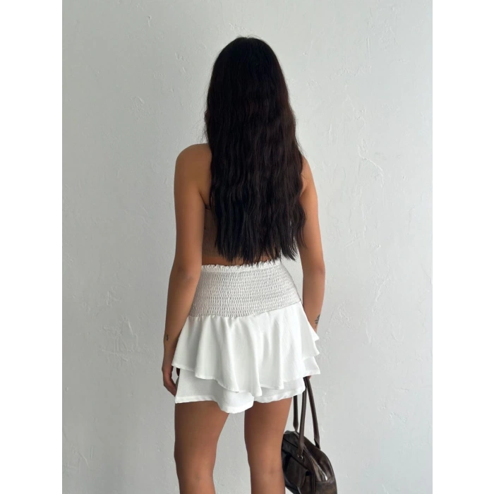 Ayrobin Şortlu Etek - Beyaz