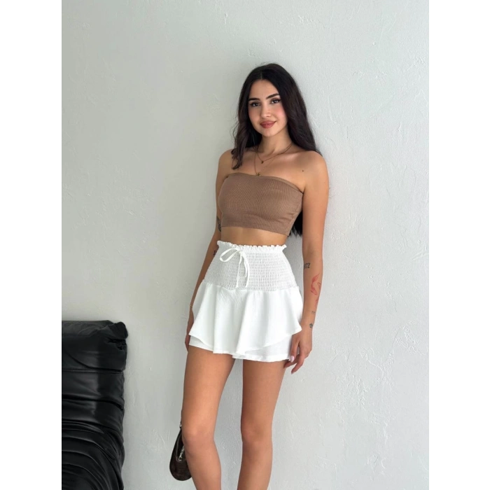 Ayrobin Şortlu Etek - Beyaz