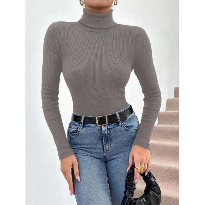 Balıkçı yaka dar kesim kaşkorse kazak gri w3103