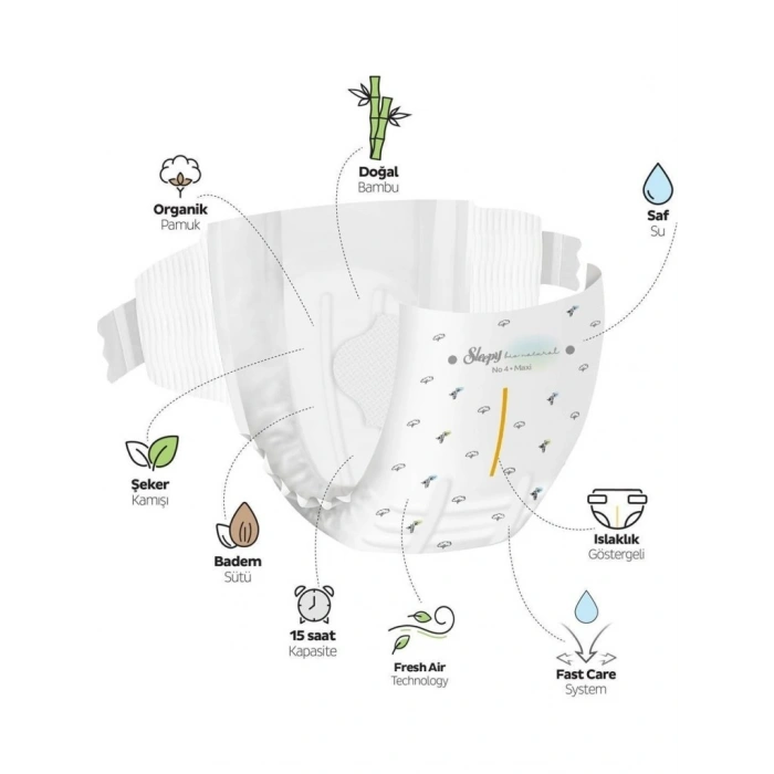 Bio Natural Bebek Bezi Gross Paket 2 Beden 3-6 Kg 100 Adet