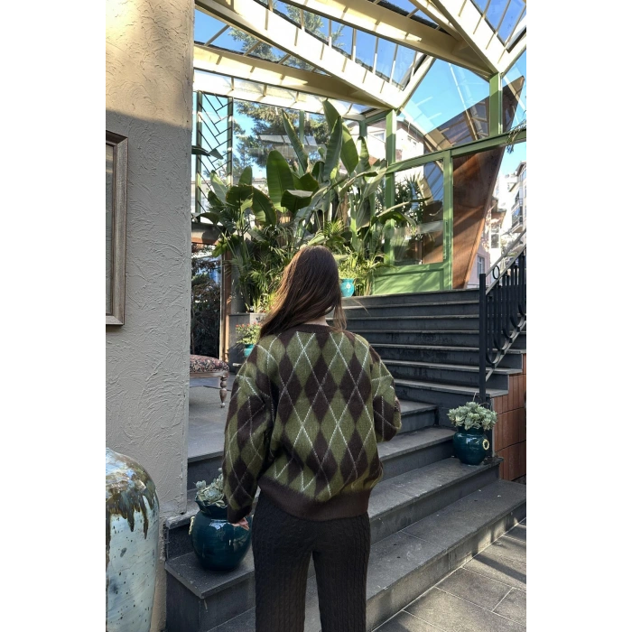 BİSİKLET YAKA BAKLAVA DESEN TRIKO KAZAK