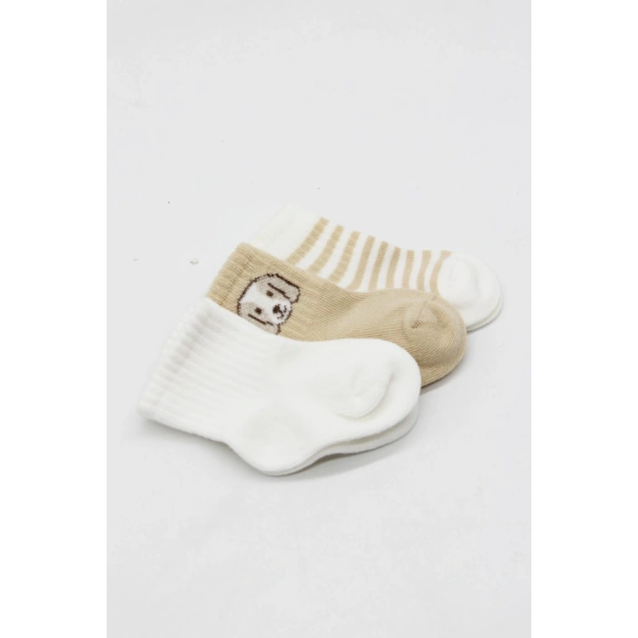 Bistyle Dog Boy 3lü Penye Soket Çorap 10134 Ekru