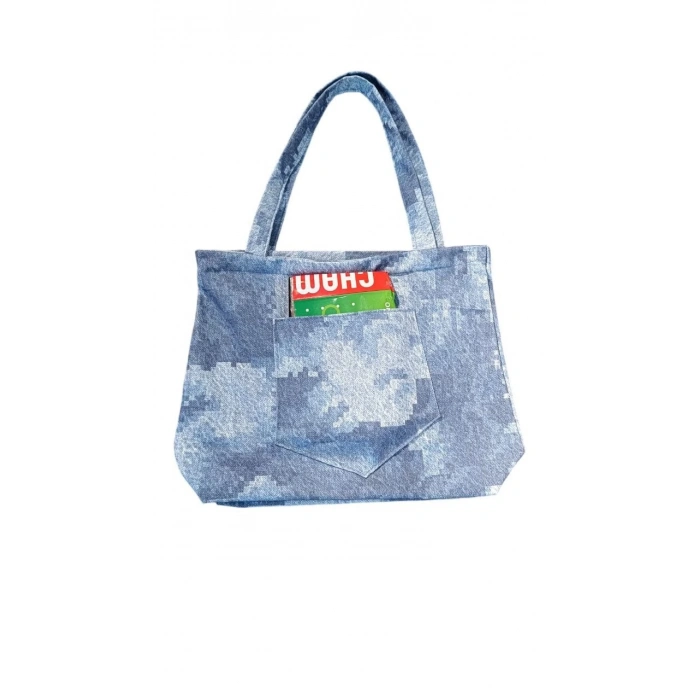 BLUJİN DESENLİ PİKNİK VE DENİZ CEPLİ FERMUARLI ÇANTA - MAVİ