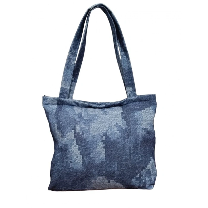 BLUJİN DESENLİ PİKNİK VE DENİZ CEPLİ FERMUARLI ÇANTA - MAVİ