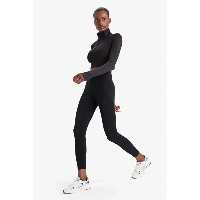 C4564 Siyah DeFactoFit Yüksek Bel Beli Saran Toparlayıcı Esnek Premium Sporcu Tayt