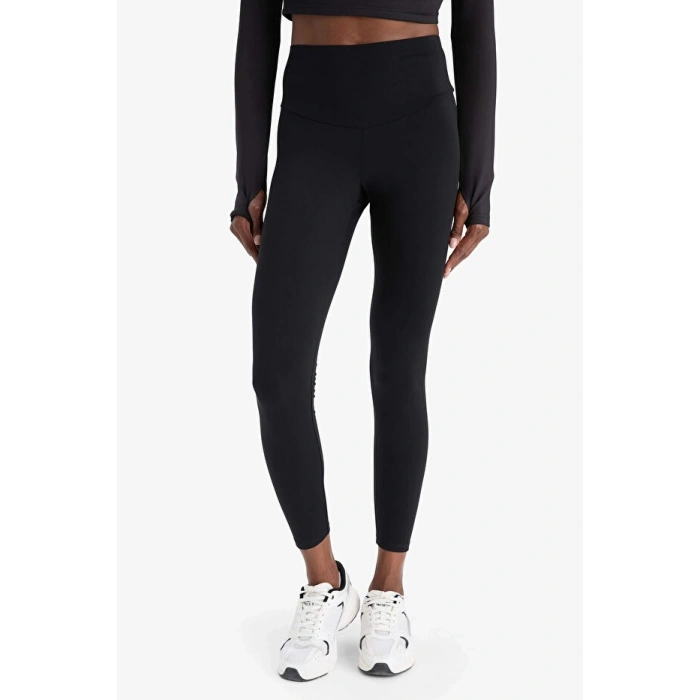 C4564 Siyah DeFactoFit Yüksek Bel Beli Saran Toparlayıcı Esnek Premium Sporcu Tayt