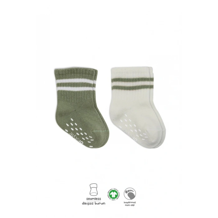 Çemberli Kaymaz Soket Çorap 2Li BS10125 Nil Ekru