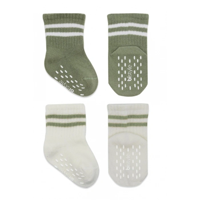 Çemberli Kaymaz Soket Çorap 2Li BS10125 Nil Ekru