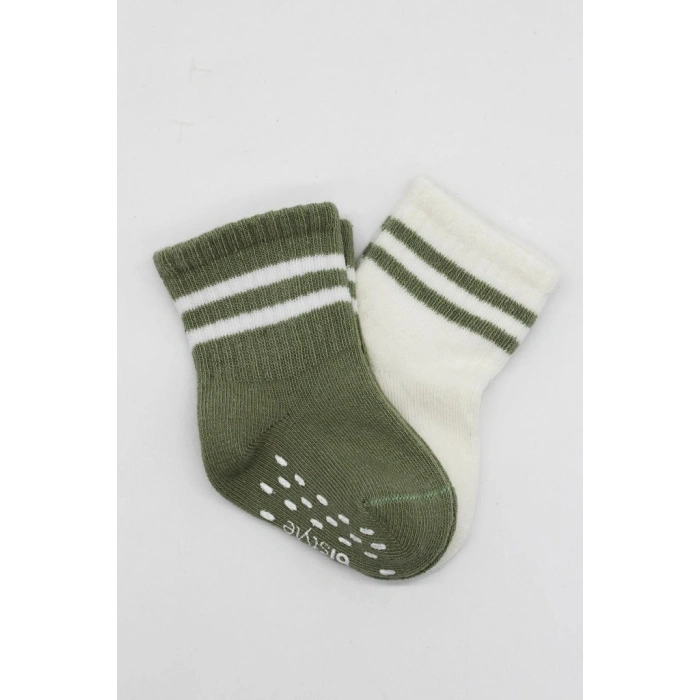Çemberli Kaymaz Soket Çorap 2Li BS10125 Nil Ekru