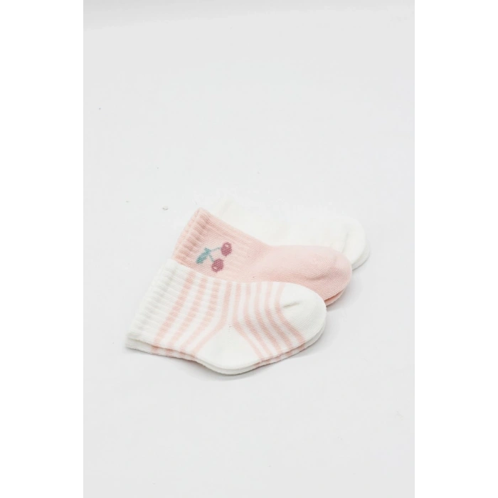 Cherry Girl 3lü Penye Soket Çorap 10138 Ekru