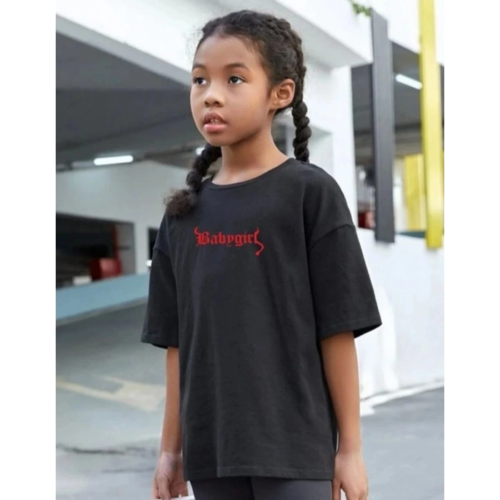 Çocuk Unisex Baskılı T-Shirt - Siyah