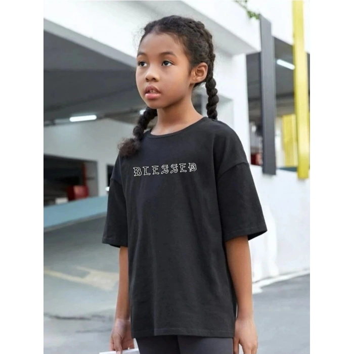 ÇOCUK UNİSEX BASKILI T-SHİRT - SİYAH