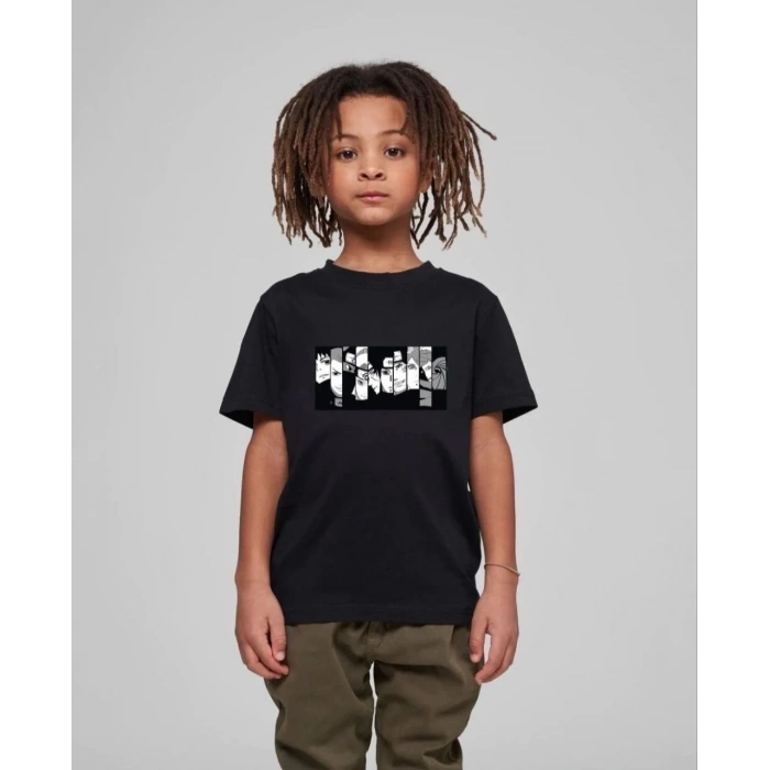 ÇOCUK UNİSEX BASKILI T-SHİRT - SİYAH