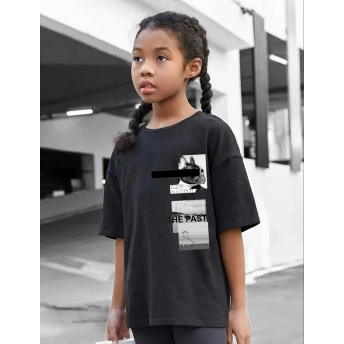 ÇOCUK UNİSEX BASKILI T-SHİRT - SİYAH