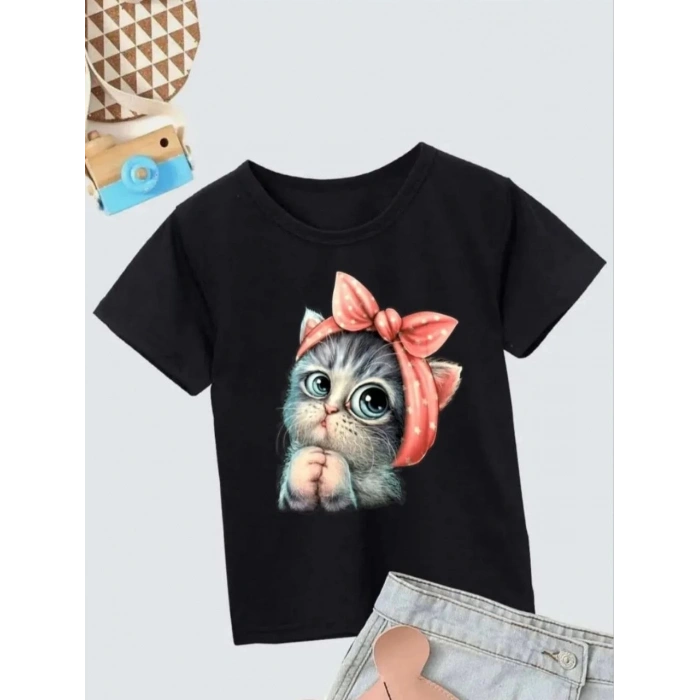 ÇOCUK UNİSEX BASKILI T-SHİRT - SİYAH