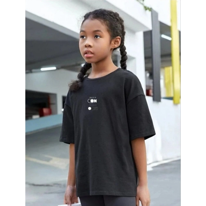 ÇOCUK UNİSEX BASKILI T-SHİRT - SİYAH