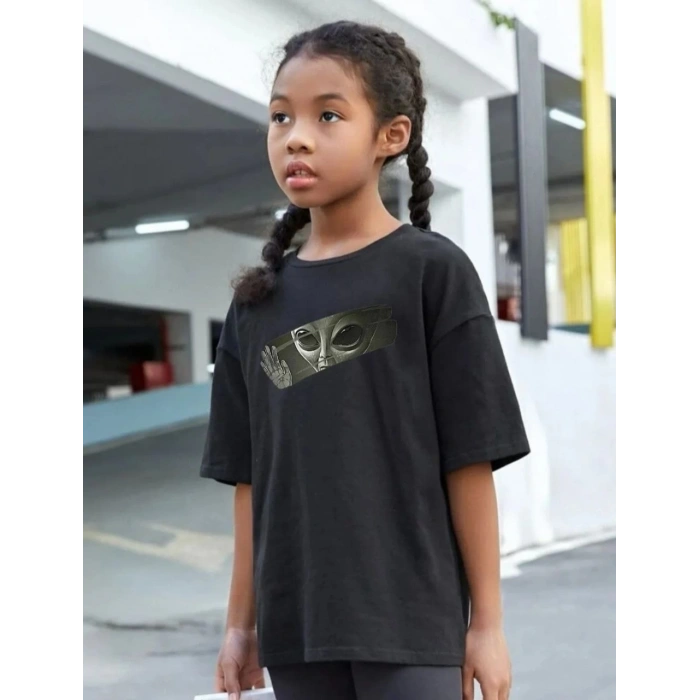 ÇOCUK UNİSEX BASKILI T-SHİRT - SİYAH