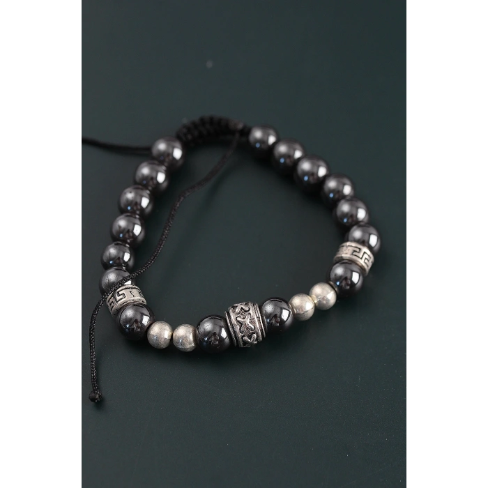 Doğal Taş X Model Antrasit Renk Asansörlü Erkek Bileklik