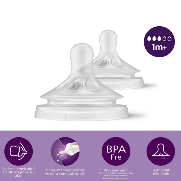Doğal Tepkili Natural Response 2Li Biberon Emziği No:3 1+ Ay