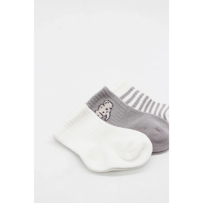 Elephant Boy 3lü Penye Soket Çorap 10135 Ekru