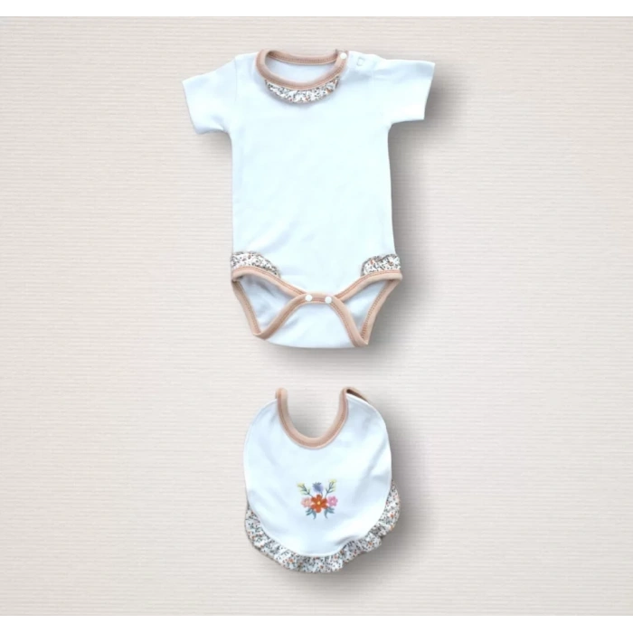 Erguvan Nakışlı  Kız Bebek 10Lu Zıbın Takımı Hastane Çıkışı Turuncu