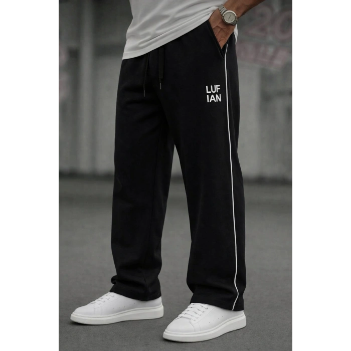 Erkek Baggy Bol Paça Rahat Kalıp Eşofman Altı Siyah