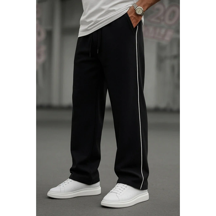 erkek baggy geniş bol paça beli bağcıklı eşofman alt kalın kışlık