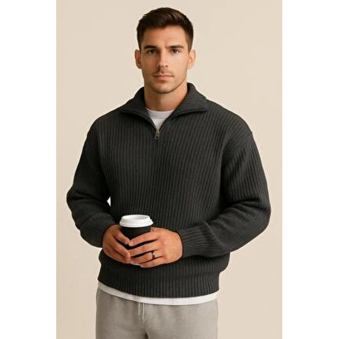 erkek baggy paça rahat kalıp kışlık kalın üç iplik şardonlu eşofman alt bol paça