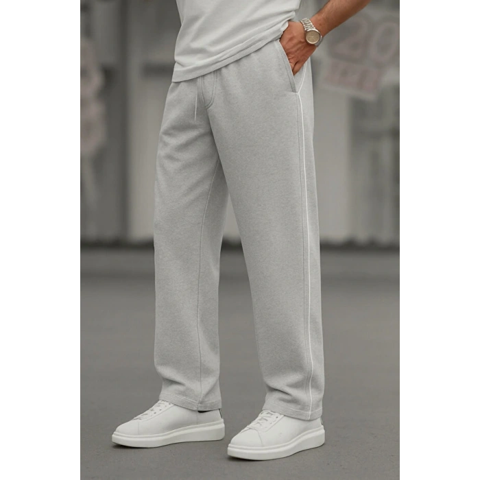 erkek baggy paça rahat kalıp kışlık kalın üç iplik şardonlu eşofman alt bol paça