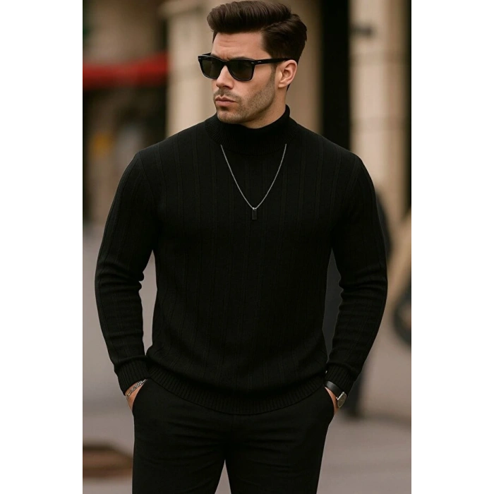 erkek boğazlı kazak premium kalite esnek kumaş