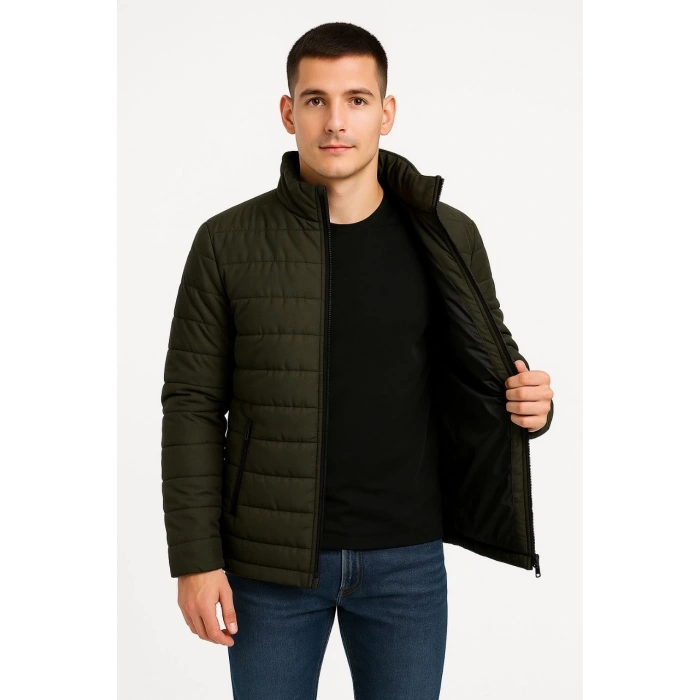 ERKEK BOMBER MONT CEKET – SU İTİCİ KUMAŞ, KAPİTONE ASTARLI, FERMUARLI, KIŞLIK - HAKİ