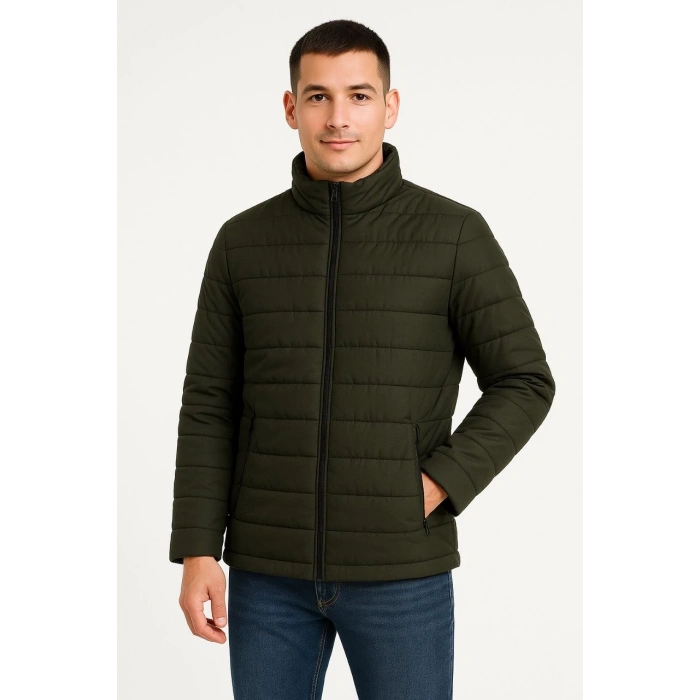 ERKEK BOMBER MONT CEKET – SU İTİCİ KUMAŞ, KAPİTONE ASTARLI, FERMUARLI, KIŞLIK - HAKİ