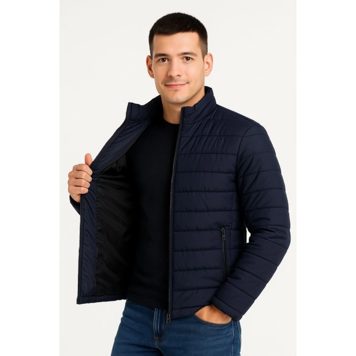 ERKEK BOMBER MONT CEKET – SU İTİCİ KUMAŞ, KAPİTONE ASTARLI, FERMUARLI, KIŞLIK - LACİVERT