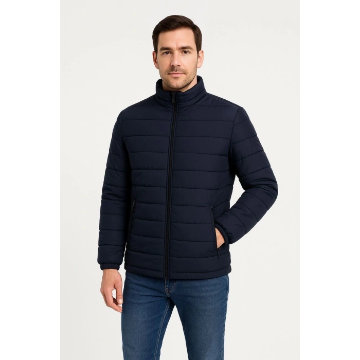 ERKEK BOMBER MONT CEKET – SU İTİCİ KUMAŞ, KAPİTONE ASTARLI, FERMUARLI, KIŞLIK - LACİVERT