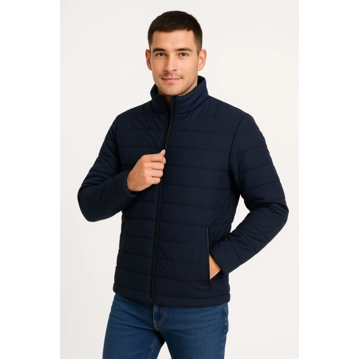 ERKEK BOMBER MONT CEKET – SU İTİCİ KUMAŞ, KAPİTONE ASTARLI, FERMUARLI, KIŞLIK - LACİVERT