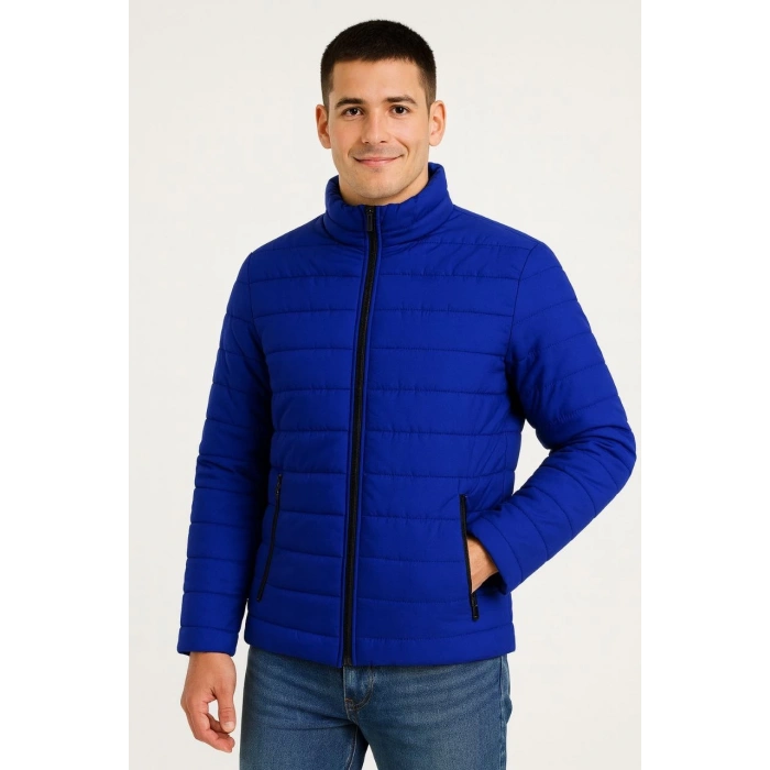 ERKEK BOMBER MONT CEKET – SU İTİCİ KUMAŞ, KAPİTONE ASTARLI, FERMUARLI, KIŞLIK - SAKS MAVİSİ