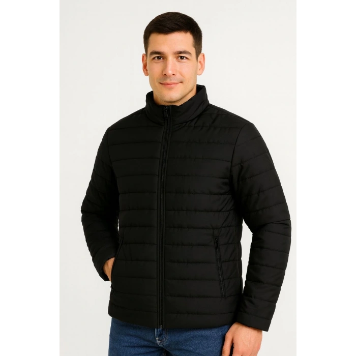 ERKEK BOMBER MONT CEKET – SU İTİCİ KUMAŞ, KAPİTONE ASTARLI, FERMUARLI, KIŞLIK - SİYAH