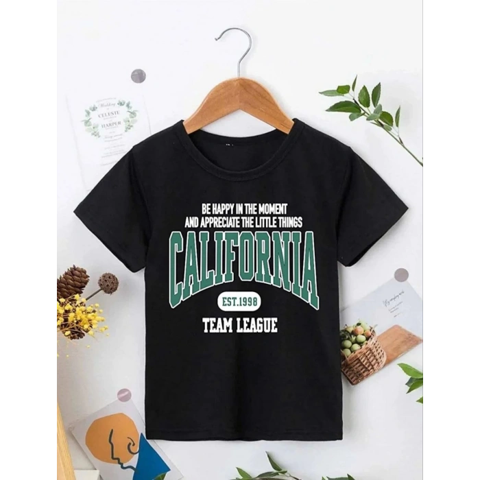 ERKEK ÇOCUK BASKILI T-SHİRT - SİYAH