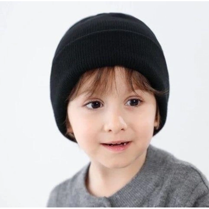 ERKEK ÇOCUK KATLAMALI BASİC BERE - SİYAH