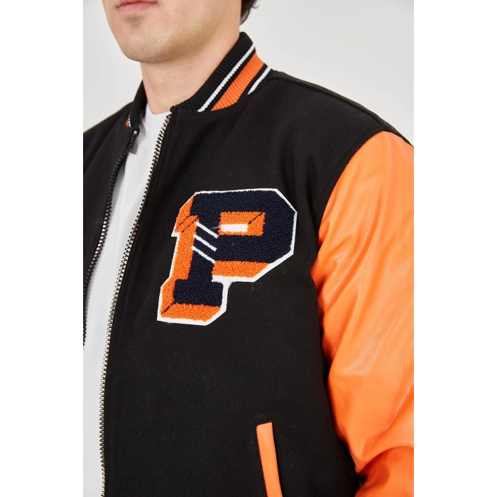 ERKEK İÇTEN ELYAF VE ASTARLI KOLLARI SUNİ DERİ CEKET - TURUNCU