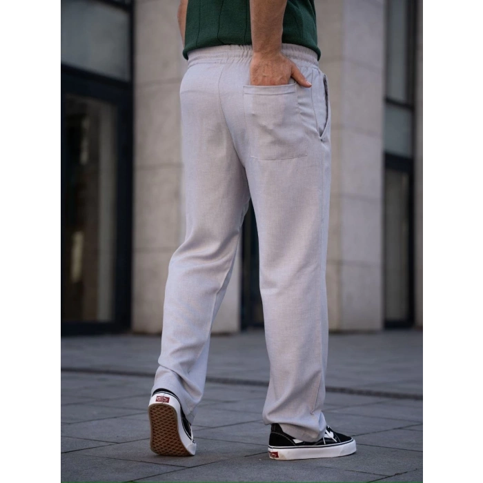 Erkek Keten Cepli Çıma Dikişli jogger Buggy Pantalon Rahat kalıp - Gri