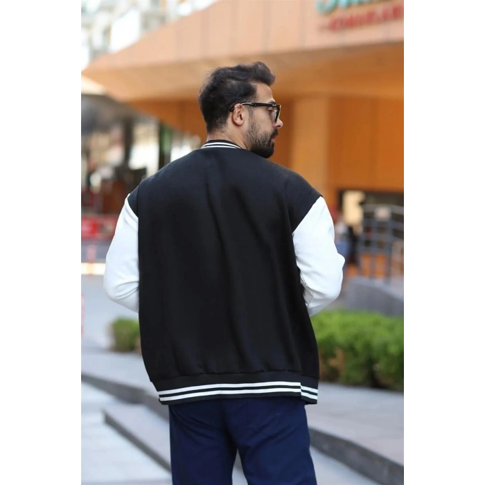 ERKEK OVERSİZE KOLEJ CEKET - SİYAH