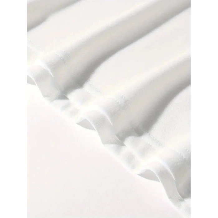 Erkek OversizeGrafik Tişört CAMPBRASTCOOPERATION Kalın Yazı Bisiklet Yaka, Kısa Kol, Kalın Mor ve Siyah Desenli Yazlık Sokak Kıyafeti - Beyaz